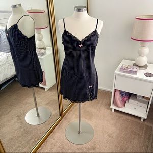 Victoria’s Secret Polka Dot Satin Lace Lingerie Slip